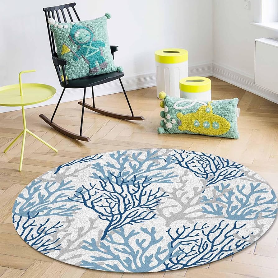 ラグ・カーペット round beach rug Amazon.com: Round Area Rug 3ft Nautical Coastal Ocean Coral